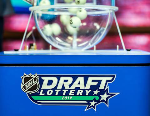 TORONTO, ON – APRIL 10: The lottery balls spin in the machine during The National Hockey League Draft Lottery at the CBC Studios on April 10, 2019 in Toronto, Ontario, Canada. (Photo by Kevin Sousa/NHLI via Getty Images)