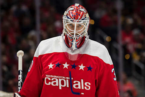 Ilya Samsonov #30 of the Washington Capitals. (Photo by Scott Taetsch/Getty Images)