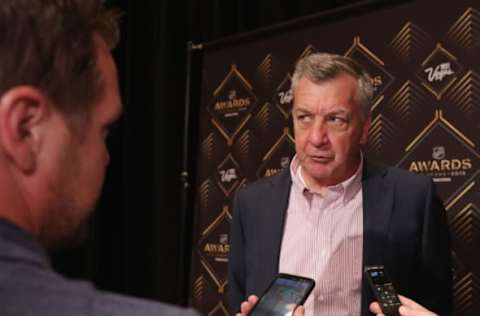 LAS VEGAS, NEVADA – JUNE 18: Don Waddell of the Carolina Hurricanes attends the 2019 NHL Awards Nominee Media Availability at the Encore Las Vegas on June 18, 2019 in Las Vegas, Nevada. (Photo by Bruce Bennett/Getty Images)