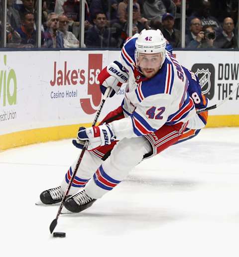 NEW YORK, NEW YORK – FEBRUARY 25: Brendan Smith #42 of the New York Rangers skates against the New York Islanders at NYCB Live’s Nassau Coliseum on February 25, 2020 in Uniondale, New York. The Rangers defeated the Islanders 4-3 in overtime. (Photo by Bruce Bennett/Getty Images)