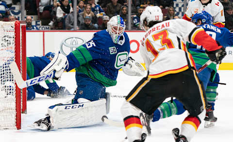 Jacob Markstrom #25 of the Vancouver Canucks (Photo by Rich Lam/Getty Images)