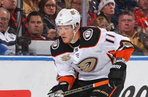 BUFFALO, NY – DECEMBER 22: Daniel Sprong #11 of the Anaheim Ducks skates during an NHL game against the Buffalo Sabres on December 22, 2018, at KeyBank Center in Buffalo, New York. (Photo by Stephanie Wippert/NHLI via Getty Images)