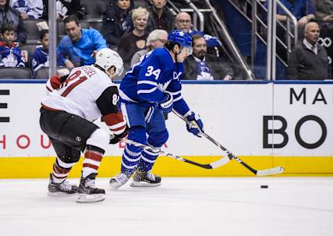 TORONTO, ON – FEBRUARY 11: Auston Matthews . (Photo by Andrew Lahodynskyj/NHLI via Getty Images)