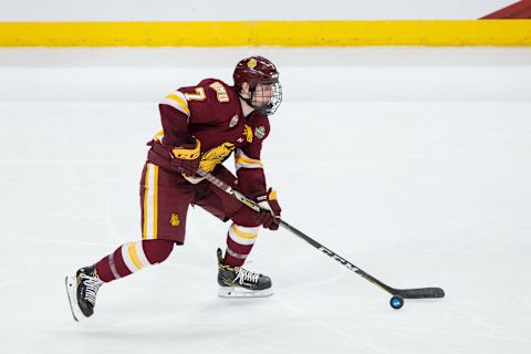 Minnesota-Duluth Bulldogs defenseman Scott Perunovich Mandatory Credit: Brad Rempel-USA TODAY Sports