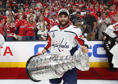 LAS VEGAS, NV – JUNE 07: Nathan Walker #79 of the Washington Capitals holds the Stanley Cup after Game Five of the 2018 NHL Stanley Cup Final between the Washington Capitals and the Vegas Golden Knights at T-Mobile Arena on June 7, 2018 in Las Vegas, Nevada. The Capitals defeated the Golden Knights 4-3 to win the Stanley Cup Final Series 4-1. (Photo by Dave Sandford/NHLI via Getty Images)