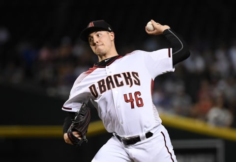 PHOENIX, AZ – SEPTEMBER 17: Patrick Corbin #46 of the Arizona Diamondbacks delivers a pitch against the Chicago Cubs at Chase Field on September 17, 2018 in Phoenix, Arizona. (Photo by Norm Hall/Getty Images)