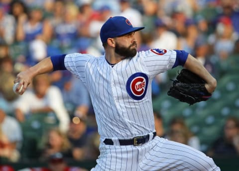 CHICAGO, IL – AUGUST 11: Tyler Chatwood #21 of the Chicago Cubs pitches against the Washington Nationals at Wrigley Field on August 11, 2018 in Chicago, Illinois. The Nationals defeated the Cubs 9-4. (Photo by Jonathan Daniel/Getty Images)