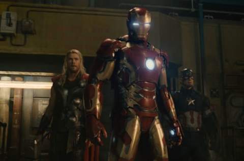 Marvel’s Avengers: Age Of Ultron..L to R: Thor (Chris Hemsworth), Iron Man/Tony Stark (Robert Downey Jr.) and Captain America/Steve Rogers (Chris Evans) ..Ph: Film Frame..©Marvel 2015