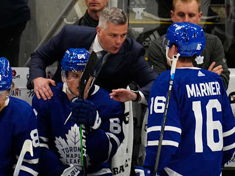 May 2, 2022; Toronto, Ontario, CAN; Toronto Maple Leafs head coach Sheldon Keefe . Mandatory Credit: John E. Sokolowski-USA TODAY Sports