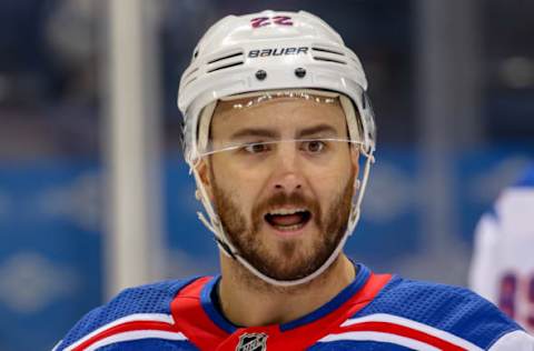 WINNIPEG, MB – FEBRUARY 12: Kevin Shattenkirk #22 of the New York Rangers looks on during the pre-game warm up prior to NHL action against the Winnipeg Jets at the Bell MTS Place on February 12, 2019 in Winnipeg, Manitoba, Canada. (Photo by Jonathan Kozub/NHLI via Getty Images)