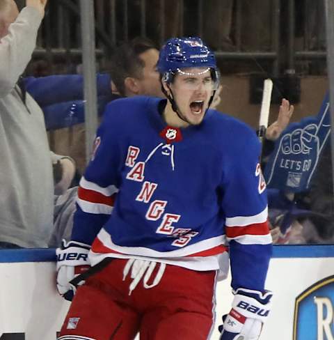 Brett Howden #21 of the New York Rangers  (Photo by Bruce Bennett/Getty Images)