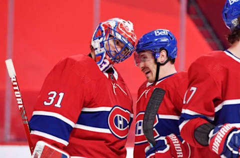 Feb 1, 2021; Montreal, Quebec, CAN; Montreal Canadiens Carey Price Mandatory Credit: Eric Bolte-USA TODAY Sports