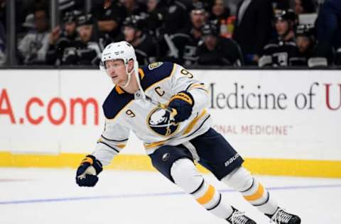 LOS ANGELES, CALIFORNIA – OCTOBER 17: Jack Eichel #9 of the Buffalo Sabres turns during a 3-0 win over the Los Angeles Kings at Staples Center on October 17, 2019 in Los Angeles, California. (Photo by Harry How/Getty Images)