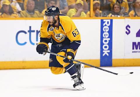 Nashville Predators center Mike Ribeiro (63) .  Mandatory Credit: Aaron Doster-USA TODAY Sports