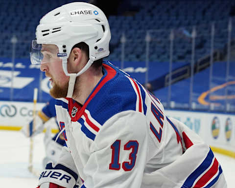 Alexis Lafreniere #13 of the New York Rangers. (Photo by Kevin Hoffman/Getty Images)