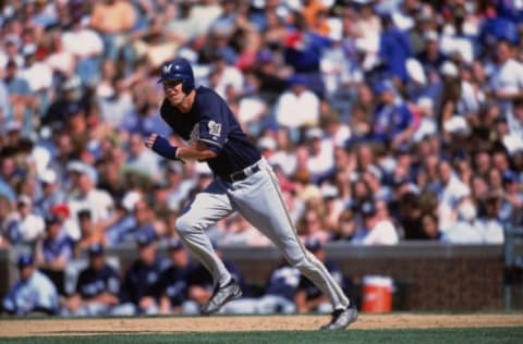 23 Jun 2001: Richie Sexson #11 of the Milwaukee Brewers running to the base during the game against the Chicago Cubs at Wrigley Field in Chicago, Illinois. The Brewers defeated the Cubs 4-0.Mandatory Credit: Jonathan Daniel /Allsport