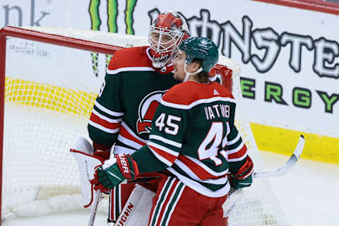 New Jersey Devils goaltender Mackenzie Blackwood (29): (Vincent Carchietta-USA TODAY Sports)