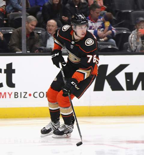 Josh Mahura #76 of the Anaheim Ducks (Photo by Bruce Bennett/Getty Images)