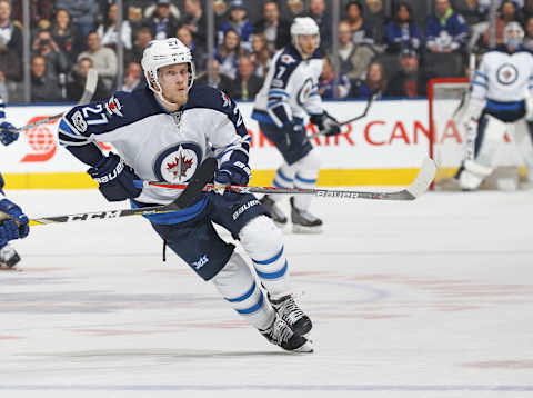 TORONTO,ON – FEBRUARY 21: Nikolaj Ehlers #27 of the Winnipeg Jets skates against the Toronto Maple Leafs . (Photo by Claus Andersen/Getty Images)