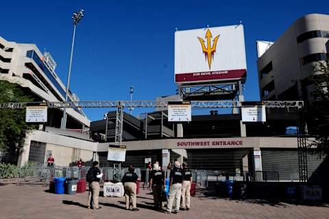 Nov 14, 2015; Tempe, AZ, USA; General view of Sun Devil Stadium prior to the game between the Arizona State Sun Devils and the Washington Huskies. Mandatory Credit: Matt Kartozian-USA TODAY Sports