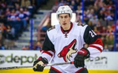 Mar 12, 2016; Edmonton, Alberta, CAN; Arizona Coyotes defenseman Michael Stone (26) skates against the Edmonton Oilers during the second period at Rexall Place. Arizona Coyotes won 4-0. Mandatory Credit: Sergei Belski-USA TODAY Sports