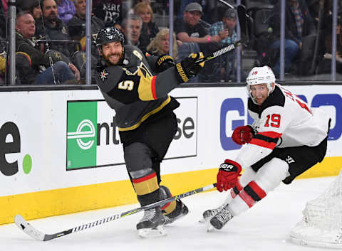 Vegas Golden Knights defenseman Deryk Engelland (5): Stephen R. Sylvanie-USA TODAY Sports