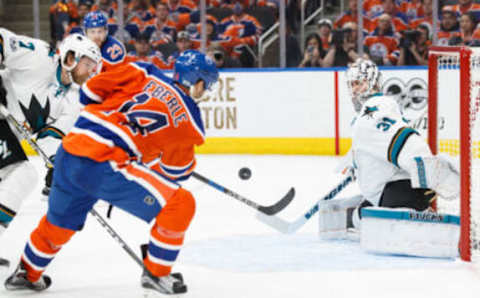 Jordan Eberle #14, Edmonton Oilers (Photo by Codie McLachlan/Getty Images)