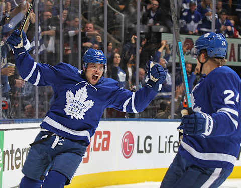 Auston Matthews #34 of the Toronto Maple Leafs. (Photo by Claus Andersen/Getty Images)