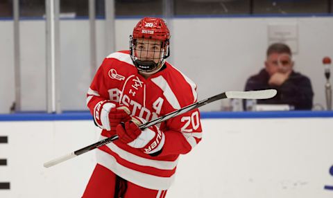 WALTHAM, MASSACHUSETTS – OCTOBER 7: Lane Hutson. (Photo by Richard T Gagnon/Getty Images)