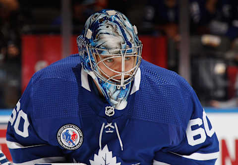 TORONTO, ONTARIO – NOVEMBER 12: Joseph Woll #60 of the Toronto Maple Leafs (Photo by Bruce Bennett/Getty Images)