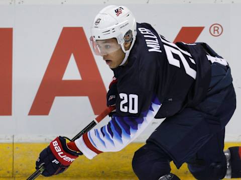 VICTORIA , BC – DECEMBER 26: K’Andre Miller #20 of United States skates against Slovakia during the IIHF World Junior Championships at the Save-on-Foods Memorial Centre on December 26, 2018 in Victoria, British Columbia, Canada. (Photo by Kevin Light/Getty Images)