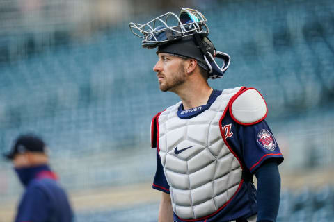 Minnesota Twins catcher Mitch Garver. (Photo by Brace Hemmelgarn/Minnesota Twins/Getty Images)