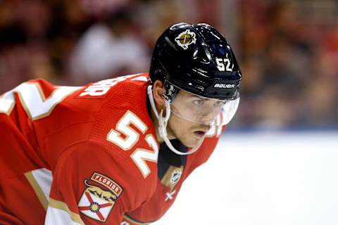 MacKenzie Weegar #52 of the Florida Panthers. (Photo by Michael Reaves/Getty Images)