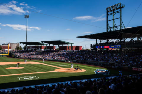 MESA, AZ – FEBRUARY 26: A general view during a spring training game between the Chicago Cubs and the Cleveland Indians at Sloan Park on February 26, 2017 in Mesa, Arizona. (Photo by Rob Tringali/Getty Images)