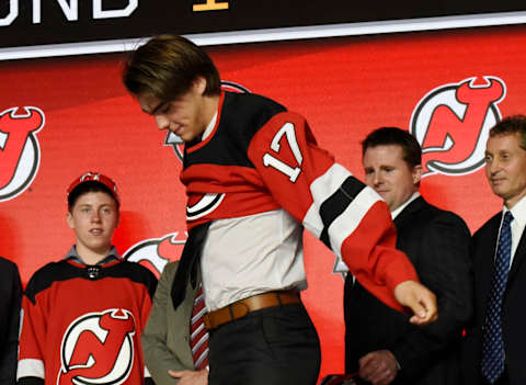 June 23, 2017; Chicago, IL, USA; Nico Hischier Mandatory Credit: David Banks-USA TODAY Sports