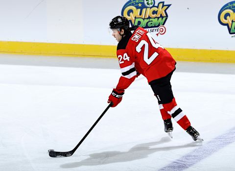 Ty Smith #24 of the New Jersey Devils. (Photo by Elsa/Getty Images)