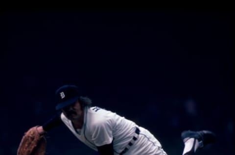 DETROIT – 1974: Pitcher John Hiller of the Detroit Tigers delivers a pitch during a 1974 game at Tiger Stadium in Detroit, Michigan. (Photo by Diamond Images/Getty Images)