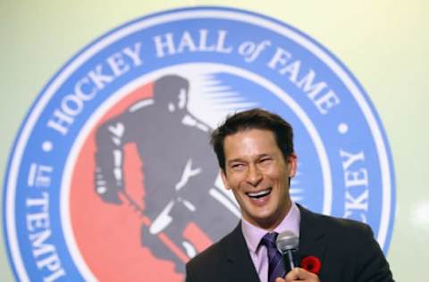 TORONTO, ON – NOVEMBER 10: Former Anaheim Ducks star Paul Kariya takes part in a media opportunity at the Hockey Hall Of Fame and Museum on November 10, 2017, in Toronto, Canada. (Photo by Bruce Bennett/Getty Images)