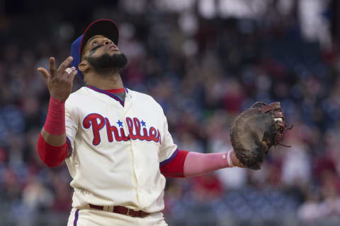 Santana is flashing the leather, and his bat will launch rockets in the warm weather. Photo by Mitchell Leff/Getty Images.