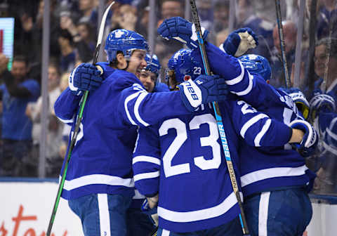 Nov 9, 2019; Toronto, Ontario, CAN; Toronto Maple Leafs defenseman Travis Dermott (23)  Mandatory Credit: Nick Turchiaro-USA TODAY Sports