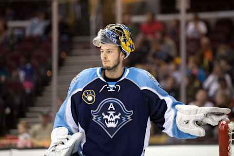 CLEVELAND, OH – DECEMBER 02: Milwaukee Admirals G Marek Mazanec (31) during the second period of the AHL hockey game between the Milwaukee Admirals and Cleveland Monsters on December 02, 2016, at Quicken Loans Arena in Cleveland, OH. Cleveland defeated Milwaukee 4-1. (Photo by Frank Jansky/Icon Sportswire via Getty Images)