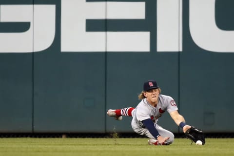 WASHINGTON, DC – SEPTEMBER 05: Harrison Bader #48 of the St. Louis Cardinals is unable to catch a single by Anthony Rendon #6 of the Washington Nationals (not pictured) in the first inning at Nationals Park on September 5, 2018 in Washington, DC. (Photo by Patrick McDermott/Getty Images)