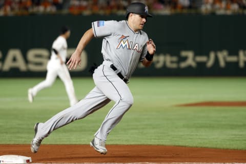 Realmuto can fly around the bases: an advantage as a two-hole hitter. Photo by Yuki Taguchi/MLB Photos via Getty Images.