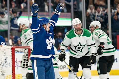 Mar 15, 2022; Toronto, Ontario, CAN; Toronto Maple Leafs defenseman Rasmus Sandin (38)  . Mandatory Credit: Nick Turchiaro-USA TODAY Sports