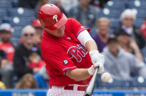 Neshek’s Double Play Inspired Joseph To Tie the Game with a Seventh-Inning Bomb. Photo by Bill Streicher – USA TODAY Sports.