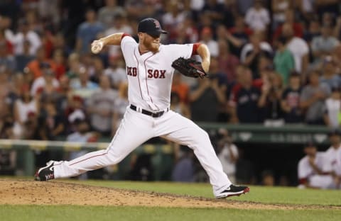 Jul 6, 2016; Boston, MA, USA; Boston Red Sox relief pitcher 