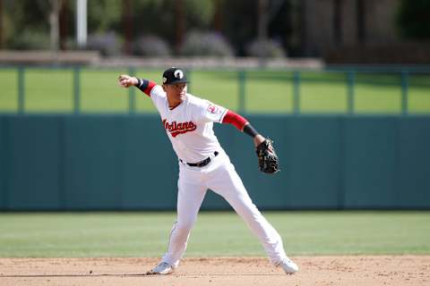 PHOENIX, AZ – OCTOBER 16: Yu Chang #9 of the Glendale Desert Dogs and Cleveland Indians in action during the 2018 Arizona Fall League on October 16, 2018 at Camelback Ranch in Phoenix, Arizona. (Photo by Joe Robbins/Getty Images)