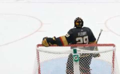 LAS VEGAS, NEVADA – JUNE 22: Marc-Andre Fleury #29 of the Vegas Golden Knights stands in the crease as time expires in the team’s 4-1 loss to the Montreal Canadiens in Game Five of the Stanley Cup Semifinals during the 2021 Stanley Cup Playoffs at T-Mobile Arena on June 22, 2021 in Las Vegas, Nevada. (Photo by Ethan Miller/Getty Images)