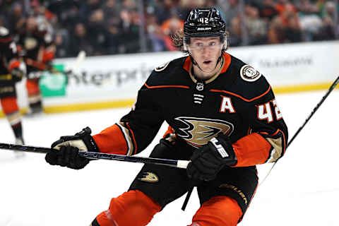 ANAHEIM, CALIFORNIA – NOVEMBER 18: Josh Manson #42   California. (Photo by Sean M. Haffey/Getty Images)