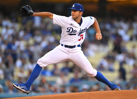 Jul 8, 2022; Los Angeles, California, USA; Los Angeles Dodgers starting pitcher Tyler Anderson (31) throws against the Chicago Cubs in the first inning at Dodger Stadium. Mandatory Credit: Jayne Kamin-Oncea-USA TODAY Sports